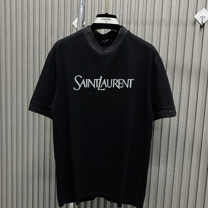 Áo Phông Nam SAINT In Chữ Kim Tuyến - Áo Thun Nam Nữ Cổ Bo Kim Tuyến Cao Cấp