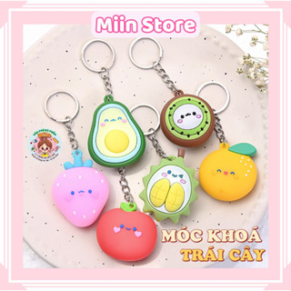 Móc Khóa Cao Su Dẻo Mini Hình Trái Bơ, Dâu, Cam, Táo, Kiwi Treo Chìa Khóa Xe, Cặp Xách, Balo Làm Quà Tặng Học Sinh