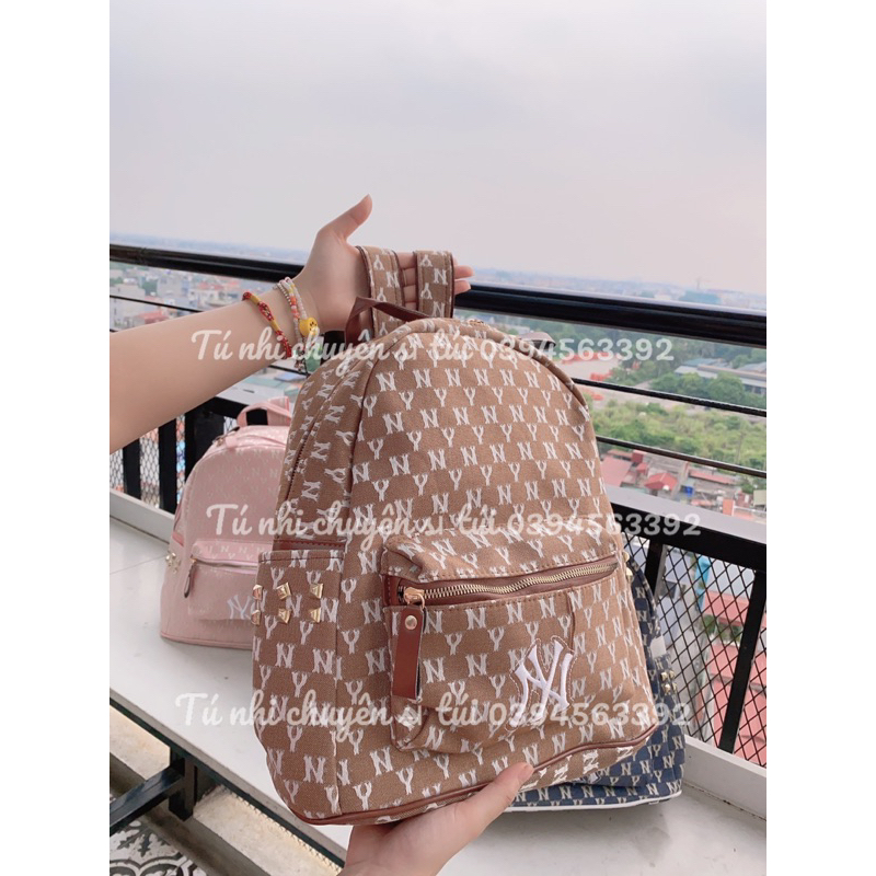 Balo vải chữ thêu N-Y đựng vừa sách vở size 40 siêu xinh