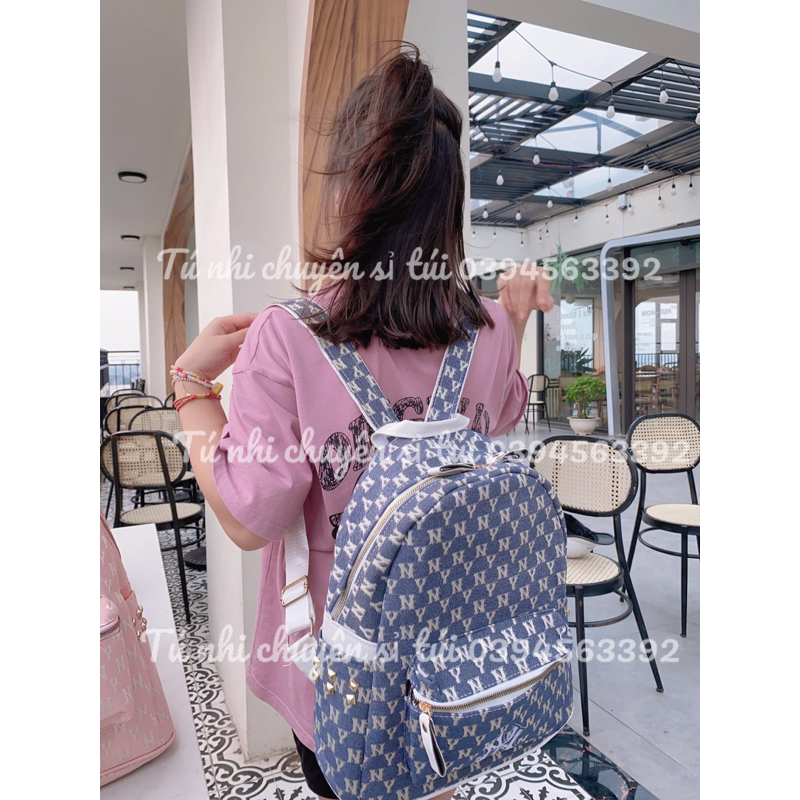 Balo vải chữ thêu N-Y đựng vừa sách vở size 40 siêu xinh
