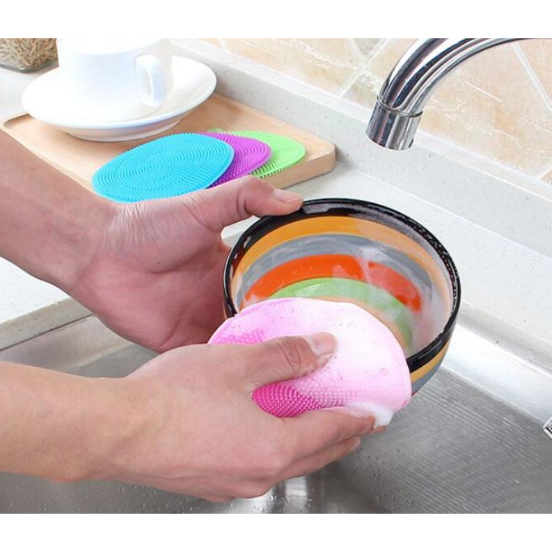 1 Miếng Rửa Bát Silicon , Miếng rửa chén bát silicon , Có Quai Treo.)