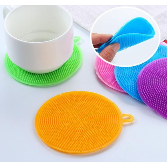 1 Miếng Rửa Bát Silicon , Miếng rửa chén bát silicon , Có Quai Treo.)