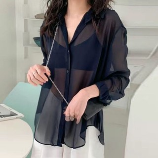 Áo sơ mi nữ mỏng có túi sang chảnh