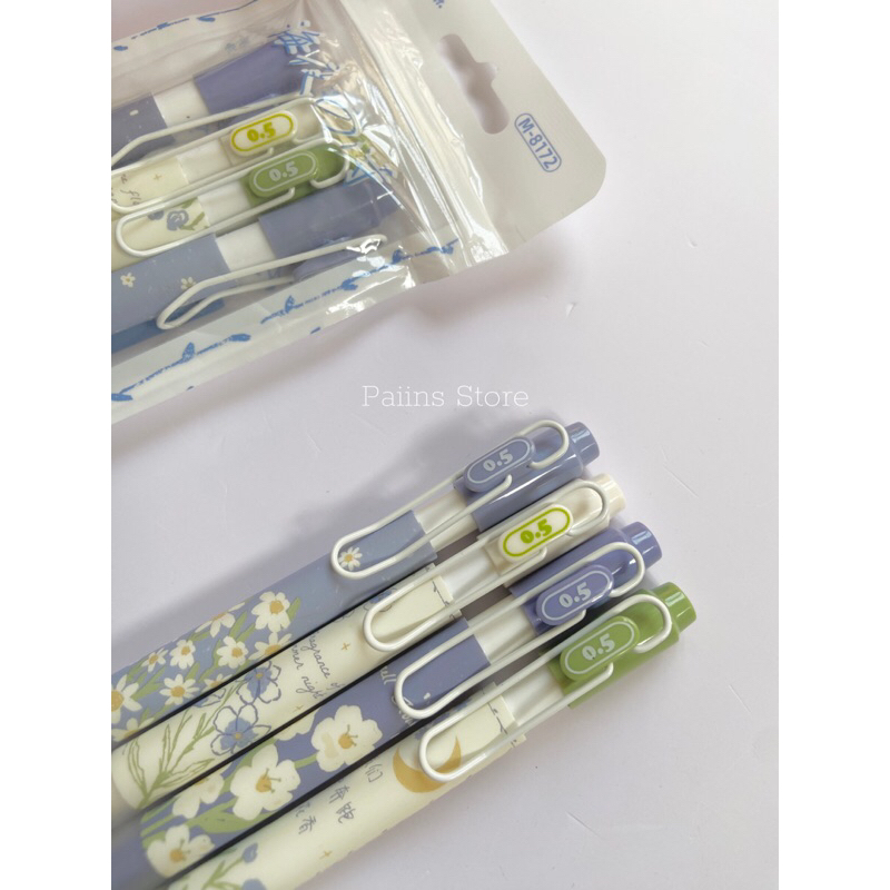 Bút gel bấm Mura Little Daisy mực đen ngòi 0.5mm