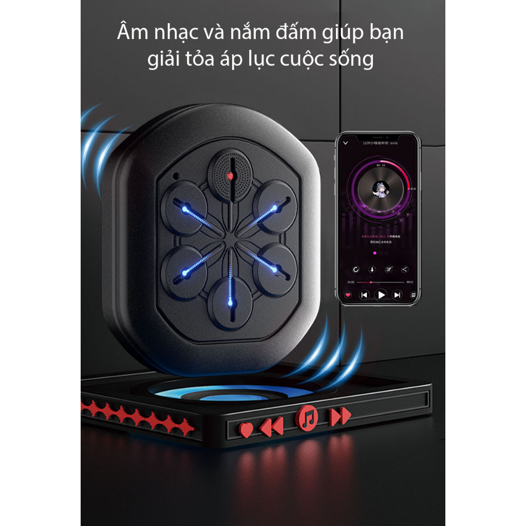 Máy đấm bôc treo tường MRCUE có bluetooth Tập Boxing Theo Nhạc Thông Minh, máy đấm bốc dán tường