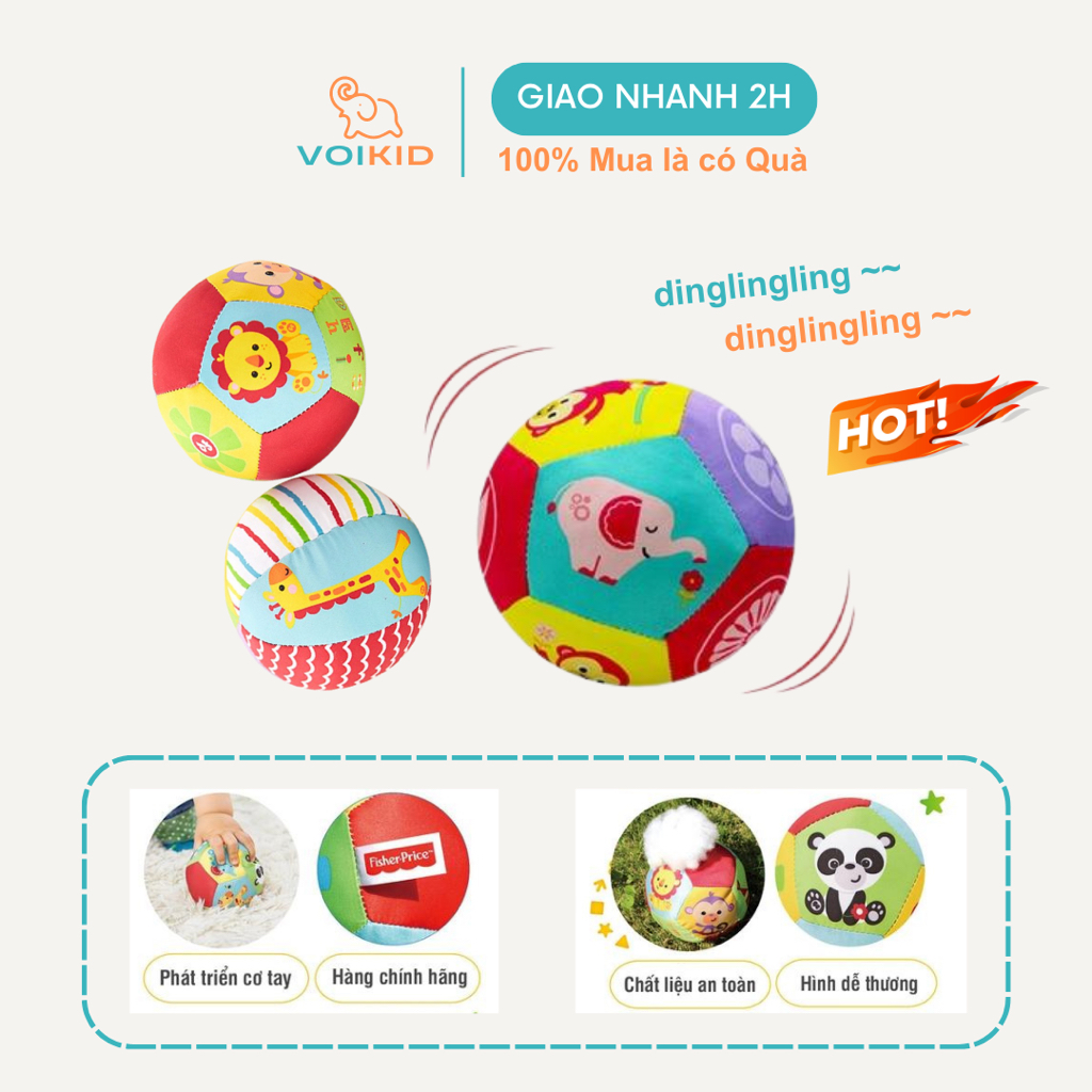 Đồ chơi Bóng Vải kèm lục lạc Fisher-Price loại lớn
