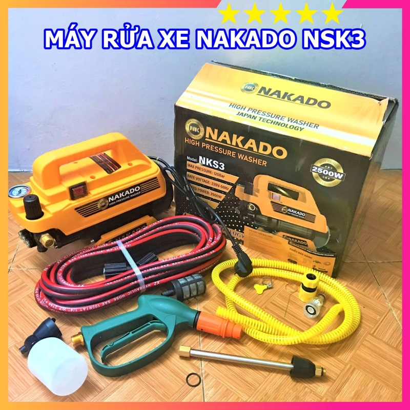 Máy Rửa Xe Cao Áp Nakado NKS3 (2500W) - Hàng Cao Cấp Nhật Bản - Động cơ 100% lõi đồng