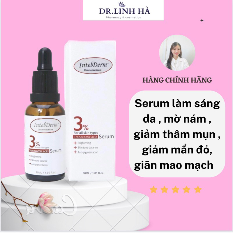 Serum Tranexamic acid 3% Intelderm sáng da mờ thâm nám thâm mụn,cấp ẩm cho da