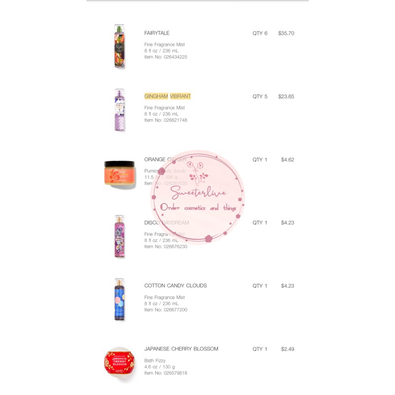 Body mist Gingham Vibrant  - Xịt thơm toàn thân BATH & BODY WORKS