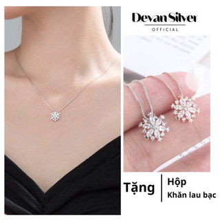 Dây chuyền bạc nữ Devan Silver, dây chuyền bạc 925 mặt Snowfake đính đá sang trọng, vòng cổ bạc nữ