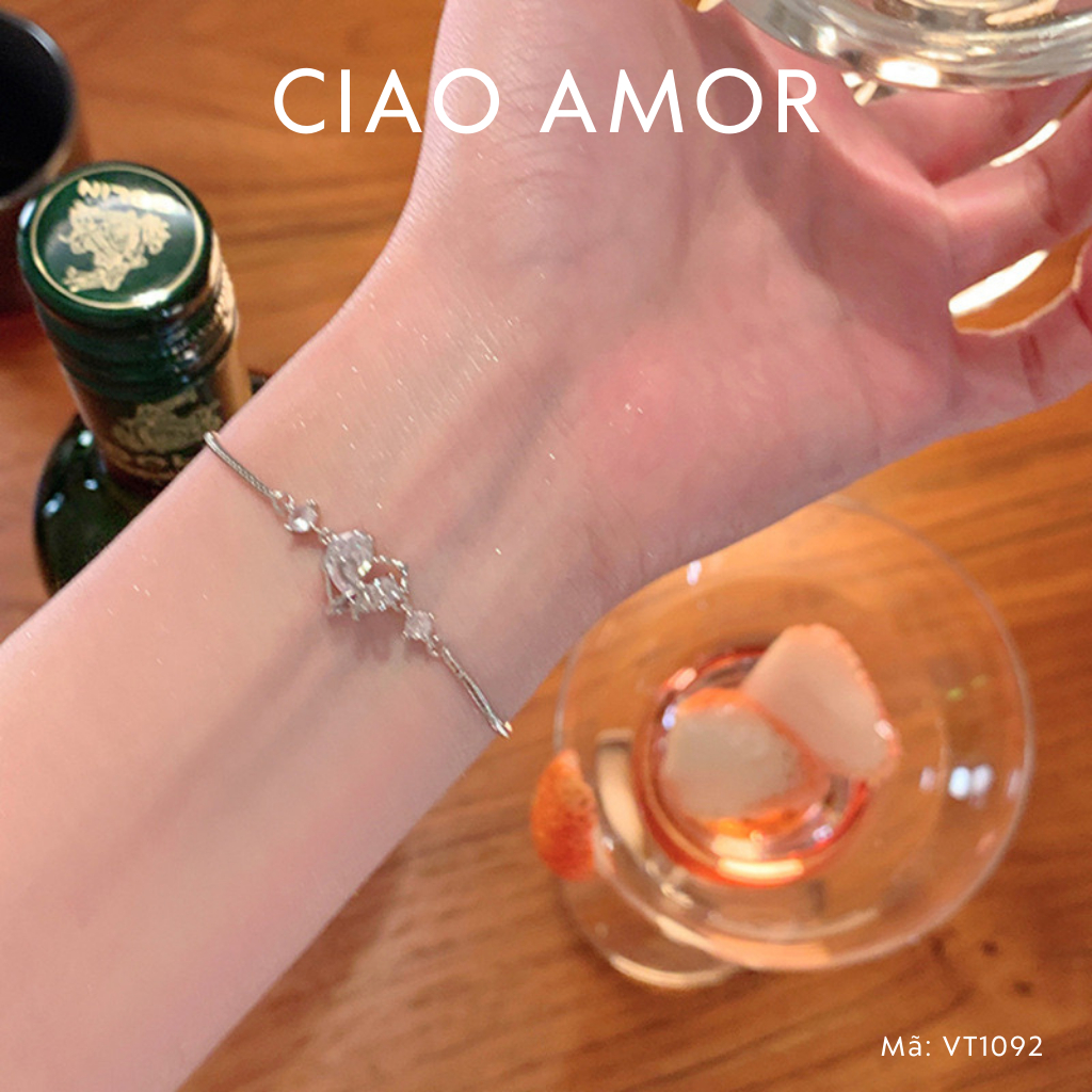 Lắc tay nữ, Vòng tay nữ mảnh Deep heart dễ thương Trang sức Ciao Amor - VT1092