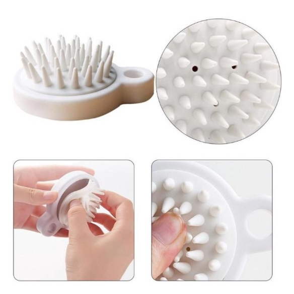 Lược Gội Đầu Silicon Mát Xa Da Đầu, Giảm Rụng Kích Thích Mọc Tóc Màu Trắng