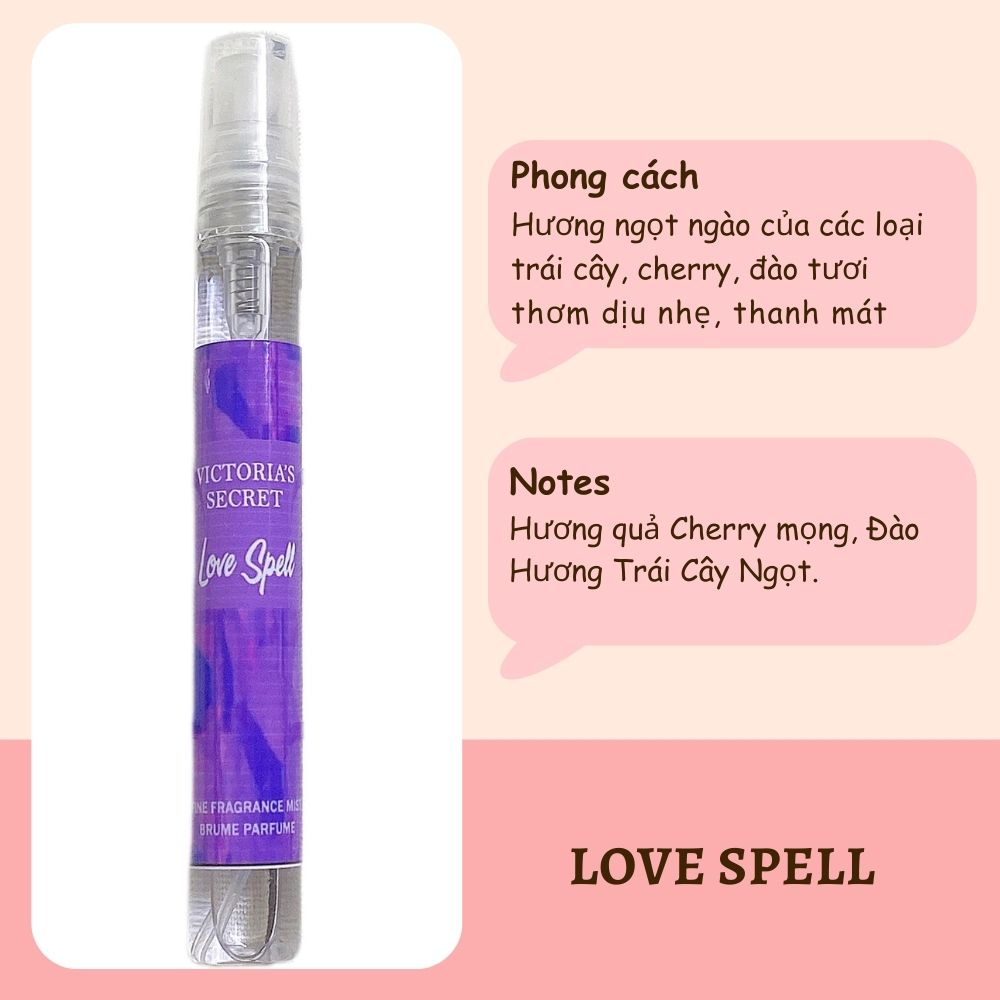 Body Mist, Xịt Thơm Toàn Thân, Body Mist Love Spell, Nước Hoa Chiết Victoria Secret