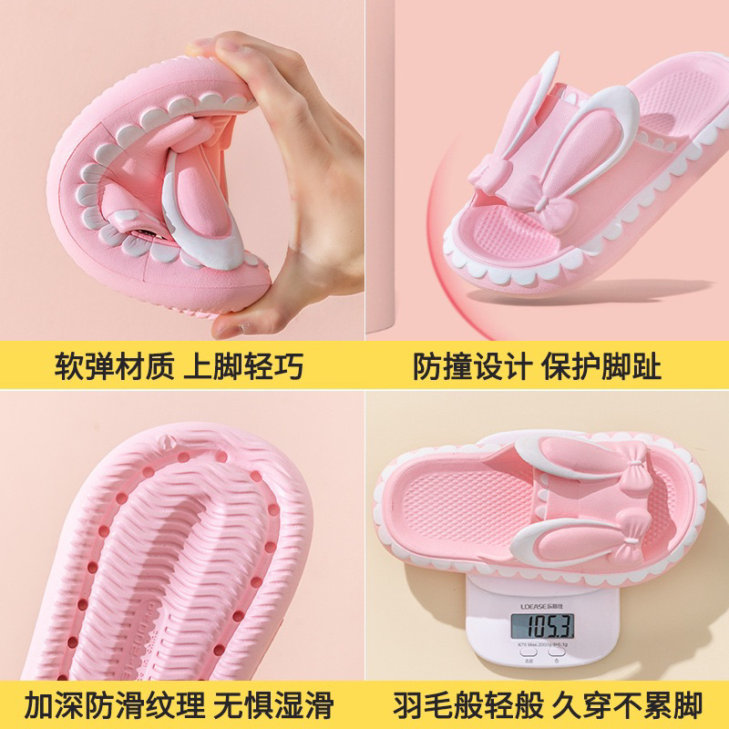 Dép bánh mì nữ quai ngang đế dày cao 3cm hình Nơ Tai Thỏ 𝐢𝐃É𝐏 𝐃𝐋𝟐𝟔𝟓 EVA siêu nhẹ mẫu mới