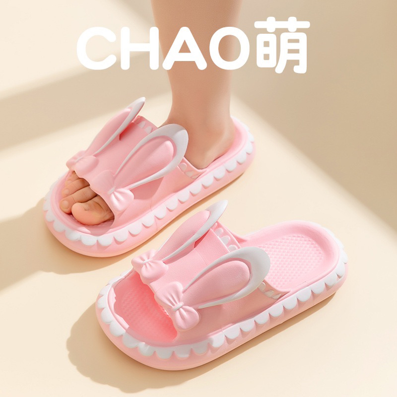 Dép bánh mì nữ quai ngang đế dày cao 3cm hình Nơ Tai Thỏ 𝐢𝐃É𝐏 𝐃𝐋𝟐𝟔𝟓 EVA siêu nhẹ mẫu mới