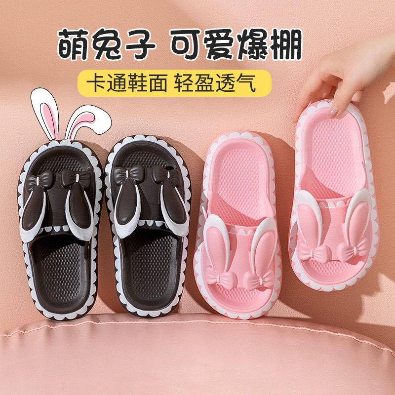 Dép bánh mì nữ quai ngang đế dày cao 3cm hình Nơ Tai Thỏ 𝐢𝐃É𝐏 𝐃𝐋𝟐𝟔𝟓 EVA siêu nhẹ mẫu mới