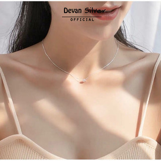 Dây chuyền nữ bạc 925 mặt hình vuông nhỏ gọn, dây chuyền bạc nữ Devan Silver, vòng cổ bạc nữ