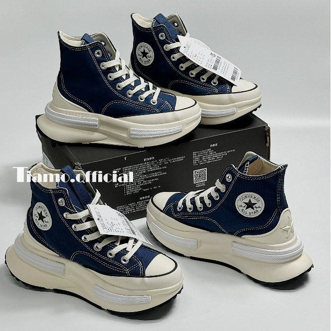 Giày Thể Thao Sneaker CVs Cao Cổ Run Star Legacy Chuck 70 AT-CX Denim Màu Xanh Jean Cao Cho Nam Nữ