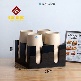 Kệ đựng ly cốc bằng mica ly trà sữa, ly giấy, ly nhựa, đựng túi trà, đựng ống hút bằng gỗ thông cao cấp
