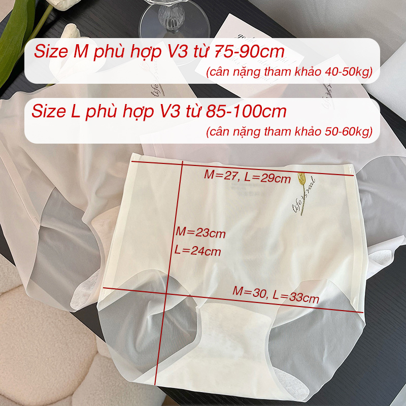 Quần lót nữ su tơ thấu quang micron8d cạp cao siêu mỏng tàng hình FLQ215
