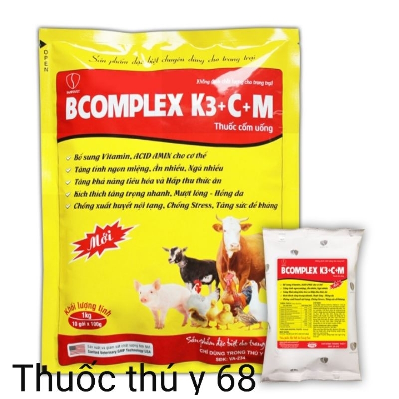 Bcomplex cốm siêu tan cho chó, lợn, gà, trâu bò