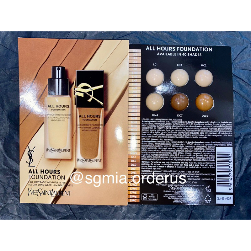 Sample 6 ô kem nền YSL All hours foundation tiết kiệm