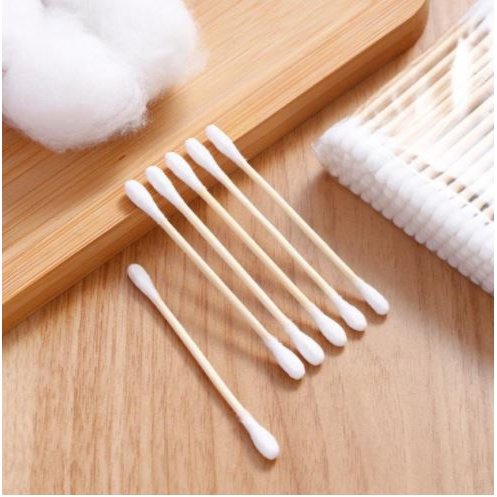 Gói 100 Que Tăm Bông Ngoáy Tai Thân Gỗ