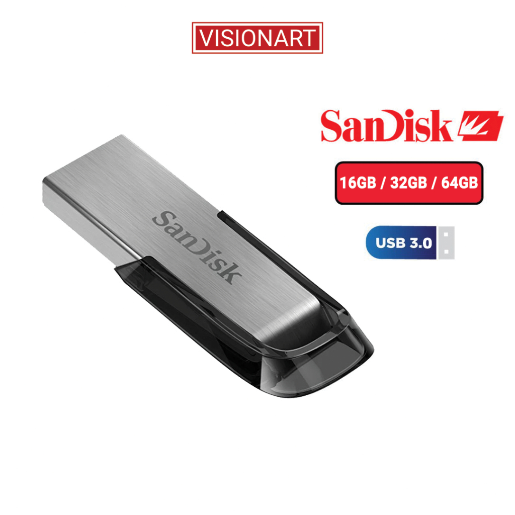 USB 3.0 SanDisk CZ73 64GB 32GB 16GB Ultra Flair vỏ nhôm tốc độ cao - Bảo Hành Chính Hãng 5 Năm - Vision Art