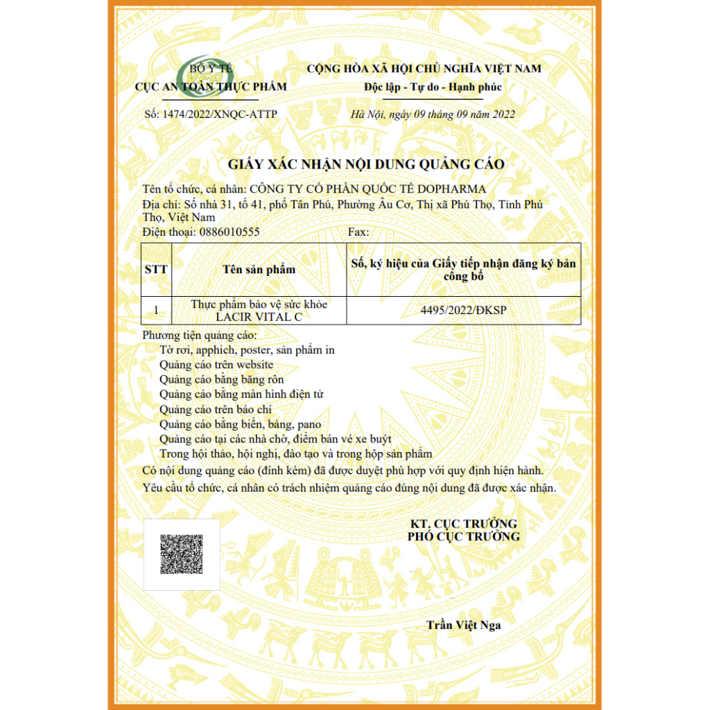 Viên uống Vitamin C Lacir Vital C Drlacir giúp hấp thu glutathione và collagen Hộp 60 viên - Hàng chính hãng