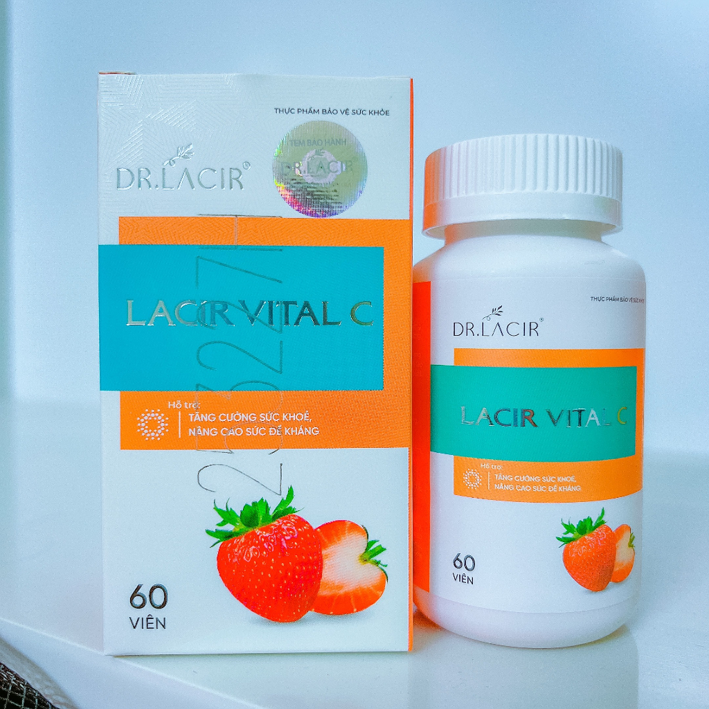 Viên uống Vitamin C Lacir Vital C Drlacir giúp hấp thu glutathione và collagen Hộp 60 viên - Hàng chính hãng