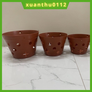 Chậu nhựa trồng lan giả gốm đất nung- đủ kích thước, hàng loại dày