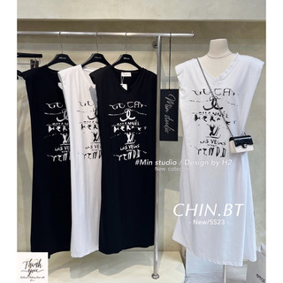 Váy xuông cotton chữ cổ tim
