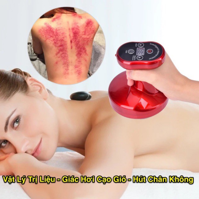 Máy massage giác hơi cầm tay có pin sạc 12 cấp độ hút giác hơi và cấp nhiệt giúp giảm đau nhức và lưu thông khí huyết
