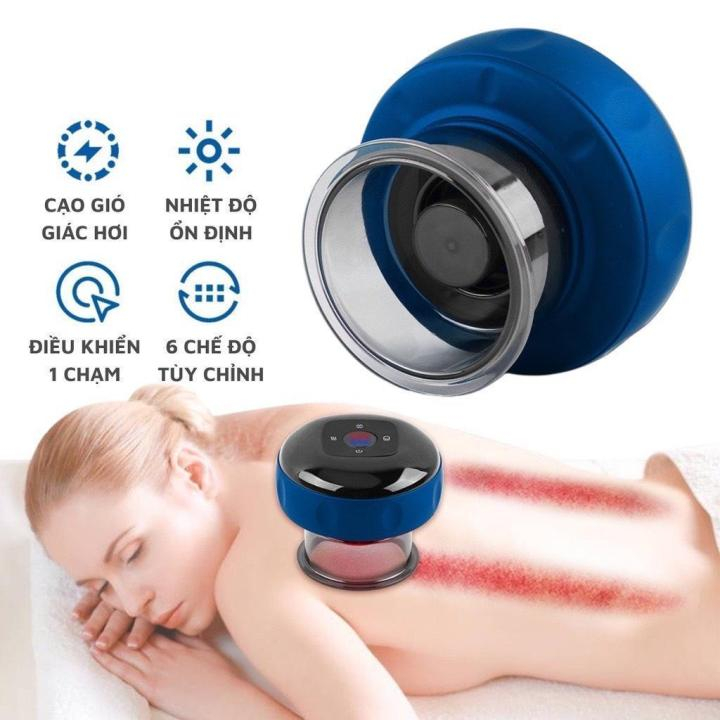 Máy massage giác hơi cầm tay có pin sạc 12 cấp độ hút giác hơi và cấp nhiệt giúp giảm đau nhức và lưu thông khí huyết
