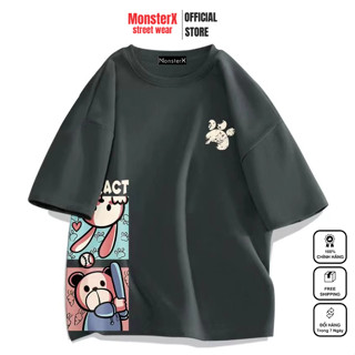  Áo thun Bear & Rabbit unisex MONSTER X STREET phông tay lỡ nam nữ form rộng Local Brand 
