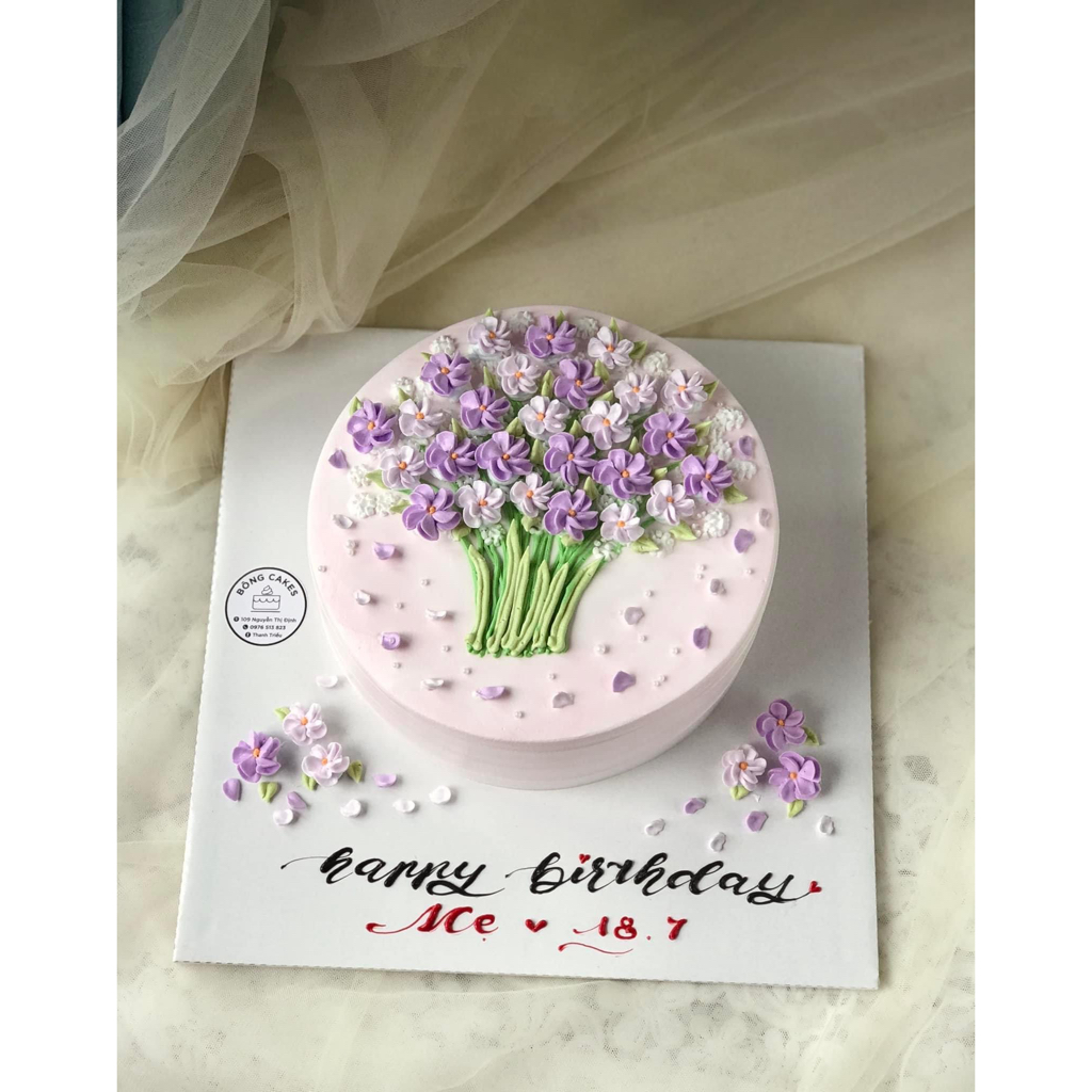 Bánh kem sinh nhật mẫu hoa 16cm
