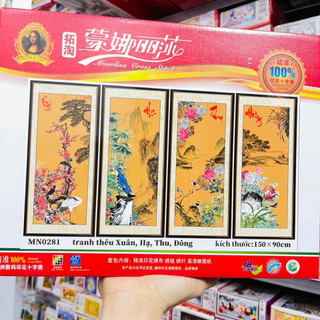tranh thêu chữ thập tứ quý đào lan trúc cúc tứ qúy sen J8103 MK0280 222760