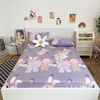 Bộ Ga Chun + 2 Vỏ Gối Đầu Cotton Poly ( 3 Món ) Kích Thước : 1,6m x 2m & 1,8m x 2m