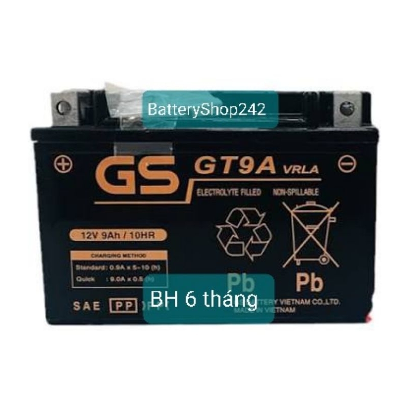Ắc quy GS GT9A/WP9-BS 12V-9Ah dùng cho Attila, Vespa...