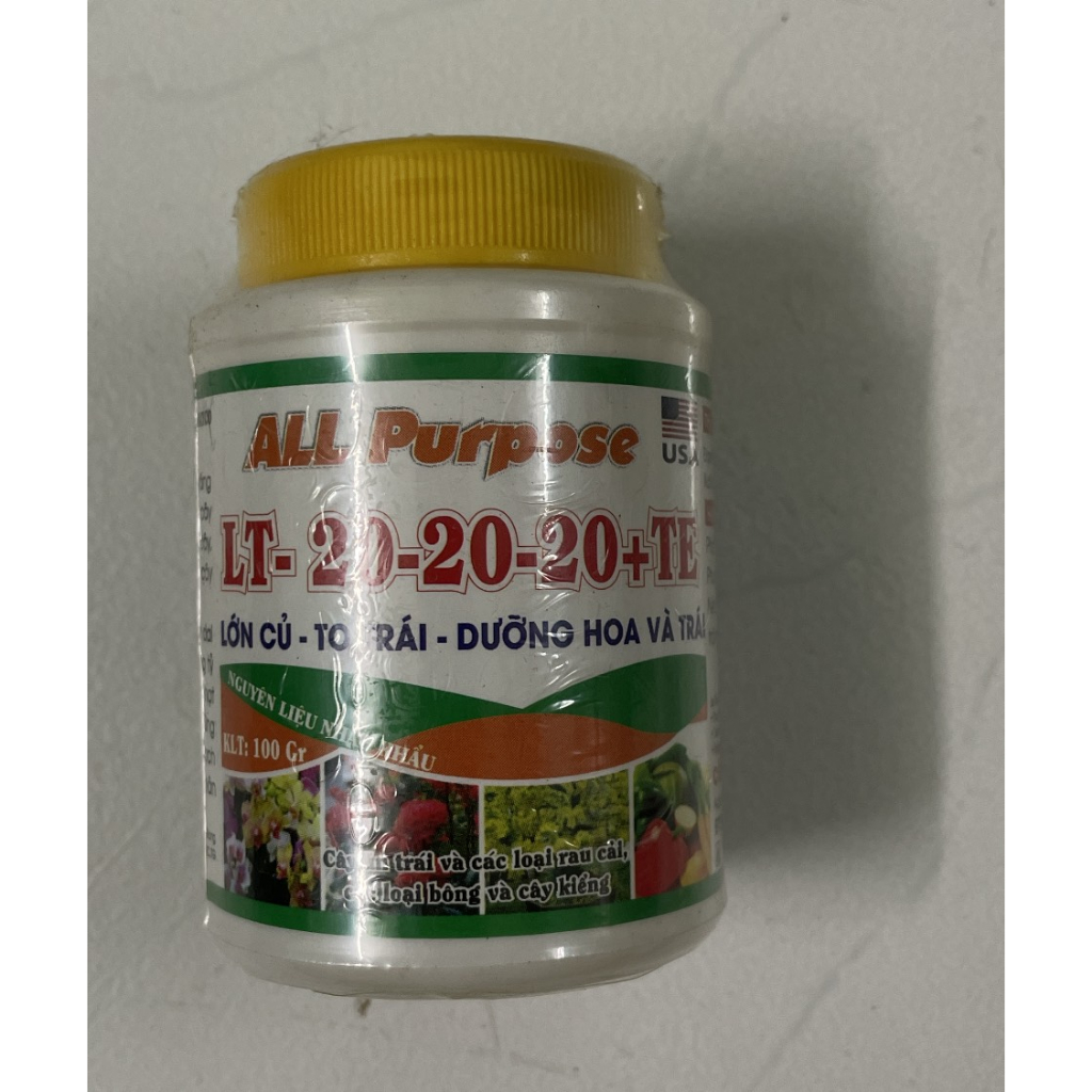 Phân Bón Lá NPK 20-20-20+TE  dùng cho cây trưởng thành Lọ 100 Gram