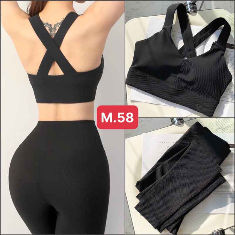 Bộ Quần Áo tập Yoga Gym Thun Gân Tăm