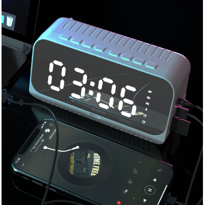 Loa bluetooth, loa kiêm đồng hồ không dây nghe nhạc làm đèn ngủ màn hình soi gương