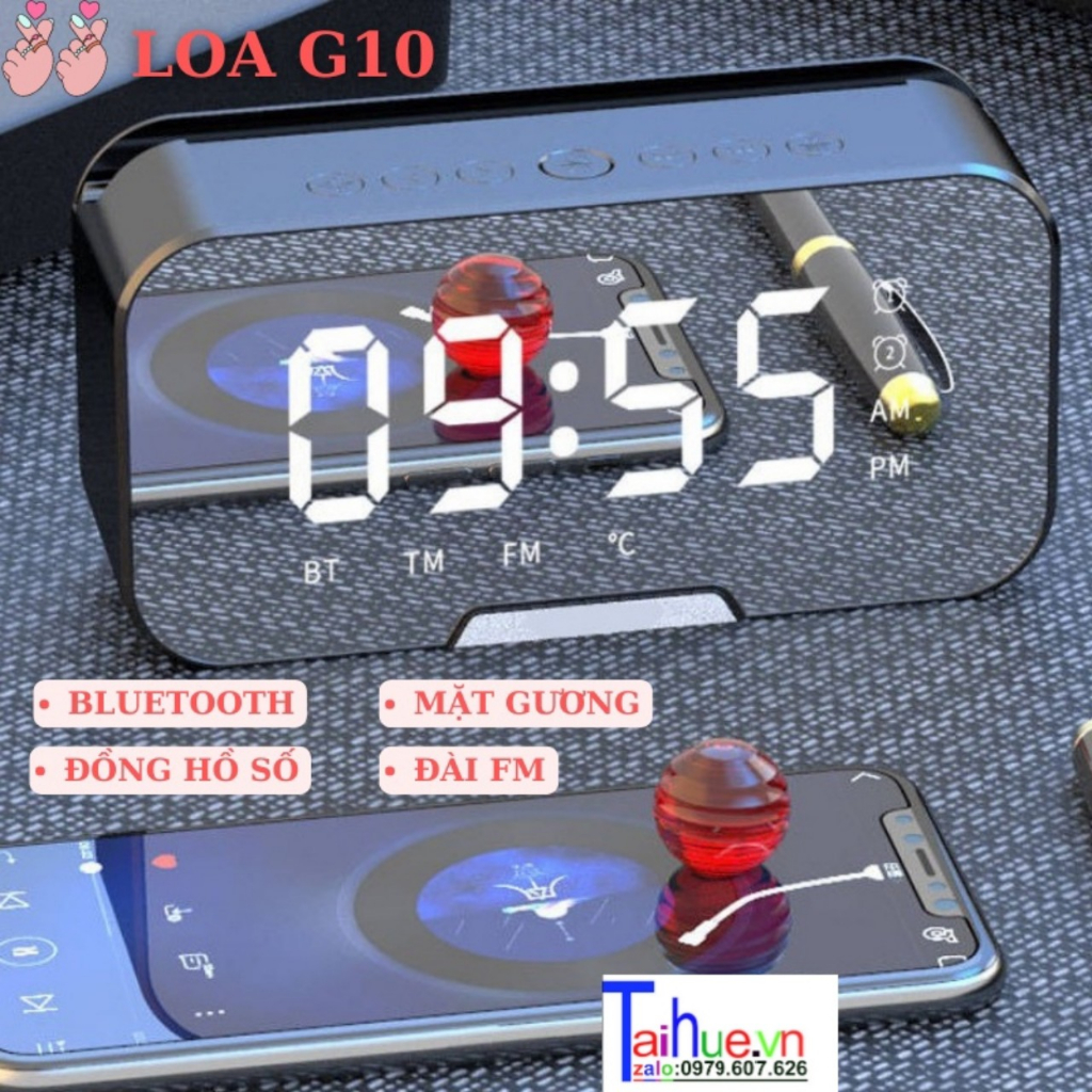 Loa bluetooth, loa kiêm đồng hồ không dây nghe nhạc làm đèn ngủ màn hình soi gương
