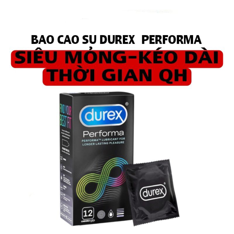 Bao cao su durex performa(12 bao)_52mm_CHẮC CHẮN, CẢM GIÁC THẬT NHƯ KHÔNG DÙNG