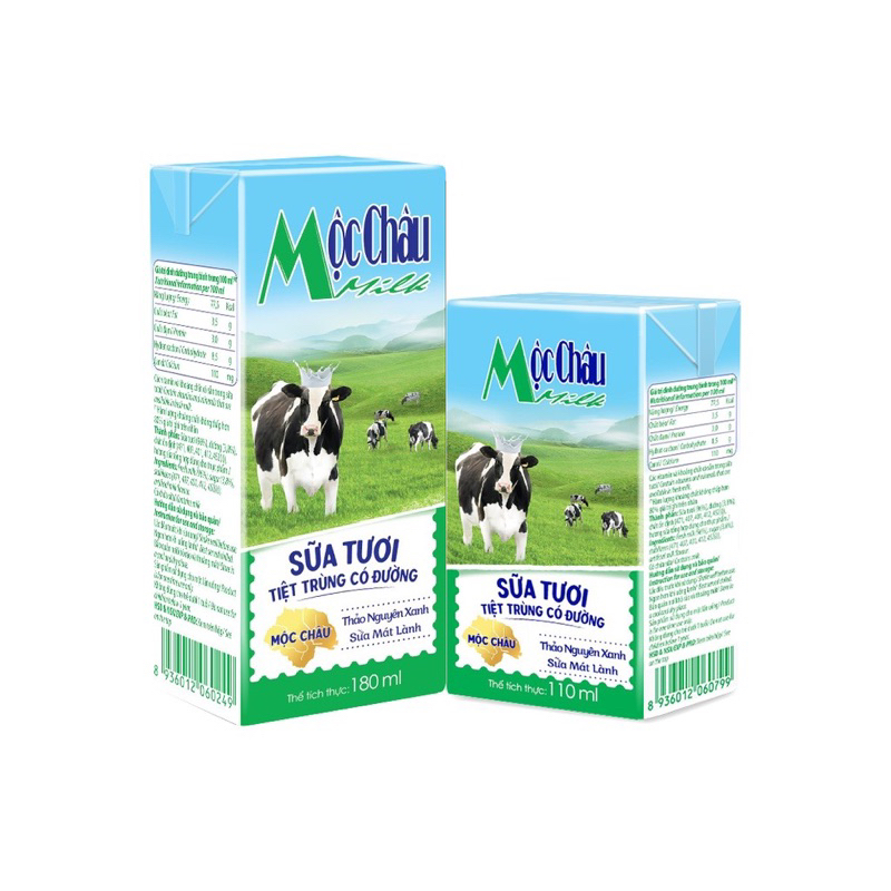Thùng Sữa Tươi Mộc Châu Có Đường -Ít Đường 180ml