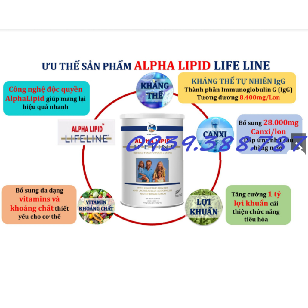 Sữa non Alpha Lipid Lifeline 450g chính hãng New Zealand