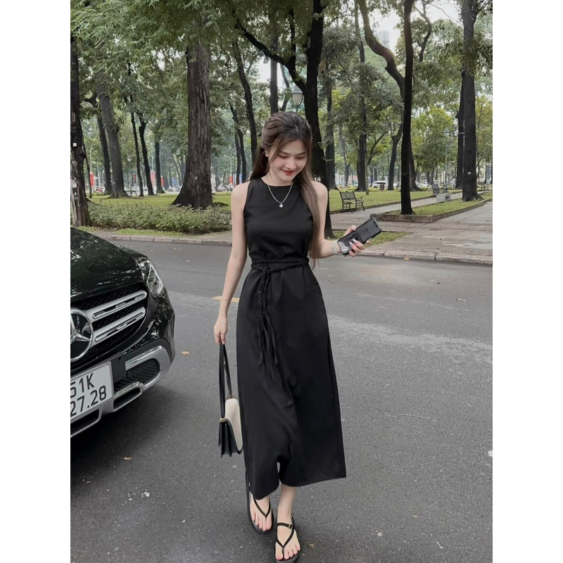 Váy lien hai lớp tết dây