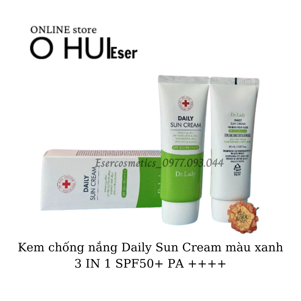 Kem chống nắng Daily Sun Cream màu xanh 3 IN 1 SPF50+ PA ++++ mẫu mới_esercosmetics