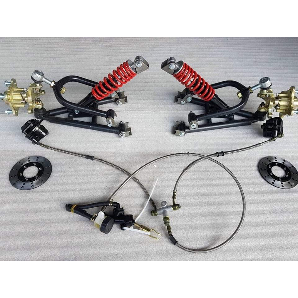 Bộ càng chữ A đầy đủ,phanh dầu,phanh đĩa Mai ơ tim ốc bắt bánh 7 x 10,sử dụng chế xe 4 bánh