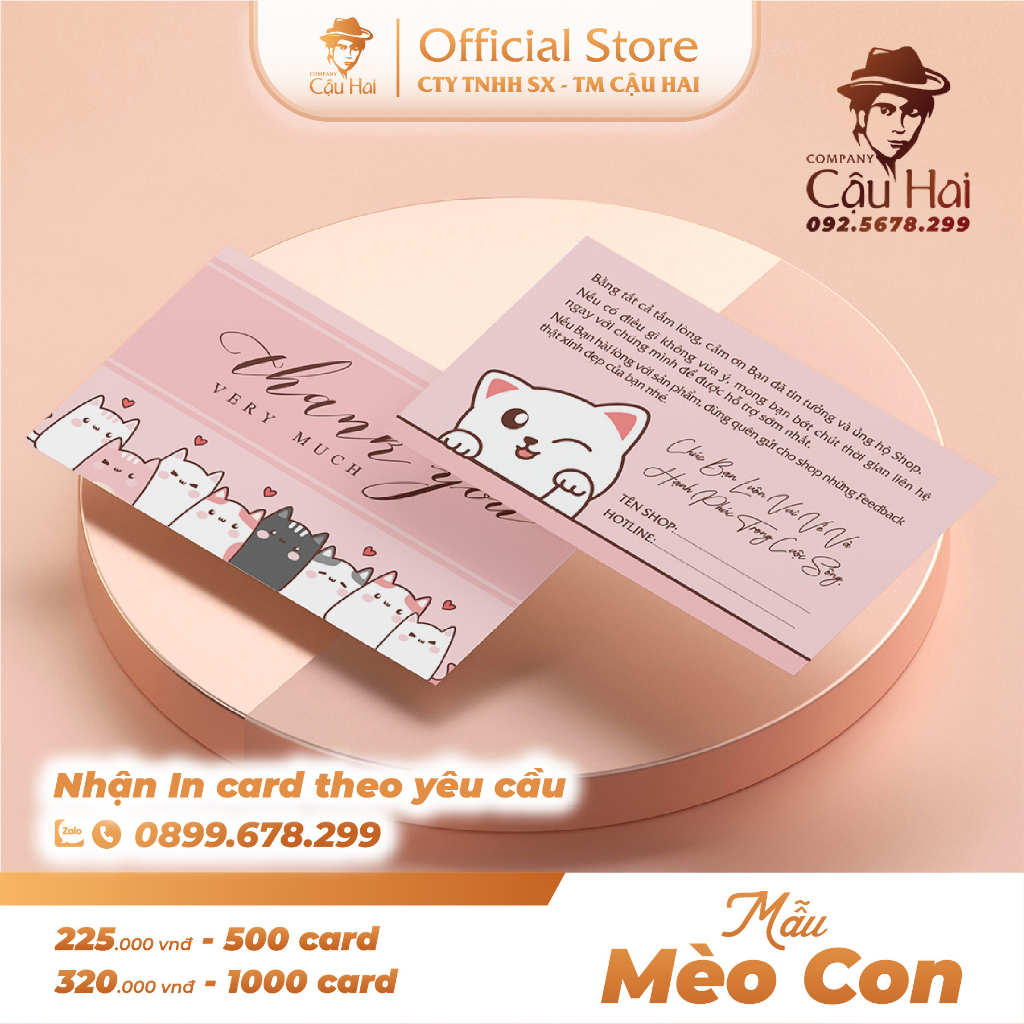 CARD CẢM ƠN, CARD THANK YOU GIẤY C300 ĐIỀN TÊN + SDT SHOP